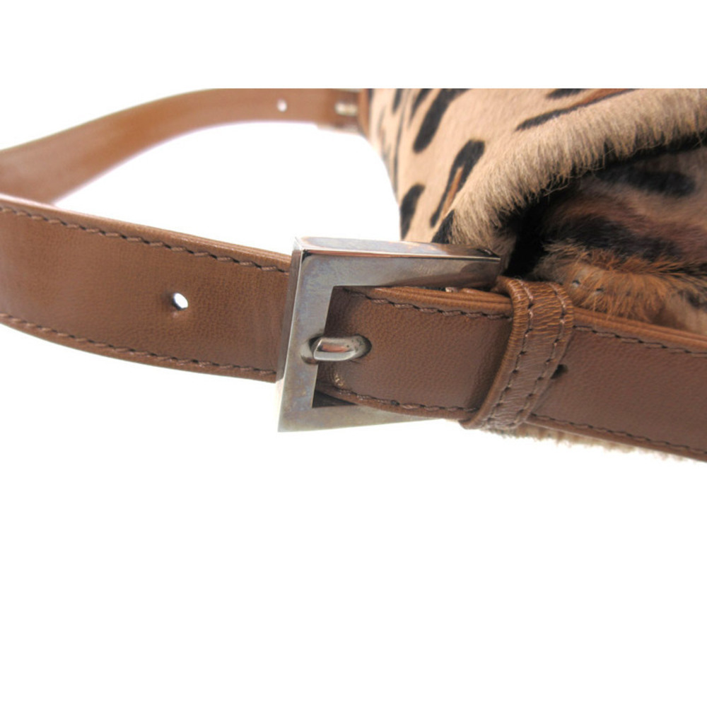 FENDI Calfskin Shoulder Bag Brown Beige Leopard - Picture 3 of 4